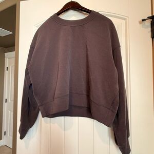 Lululemon perfectly oversize cropped crew Sweatshirt ribbed brown size 8